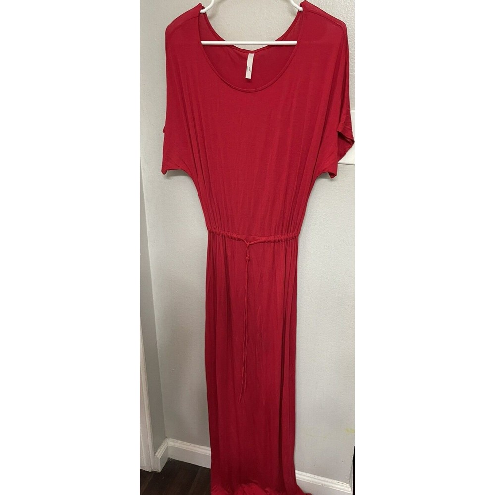 TUA Los Angeles Made in the USA Size S Red Dress cinched waist Maxi dress